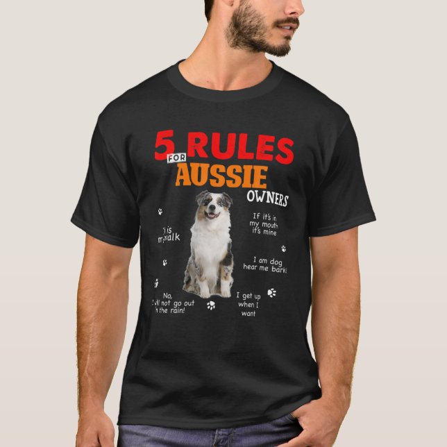 5 Regler för ägare av Australian shepherd T Shirt (Framsida)