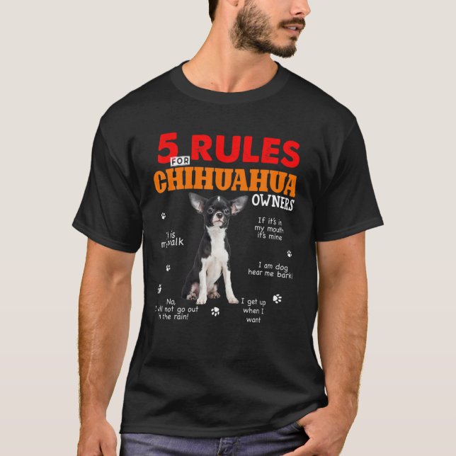 5 Regler för ägare av Chihuahua T Shirt (Framsida)