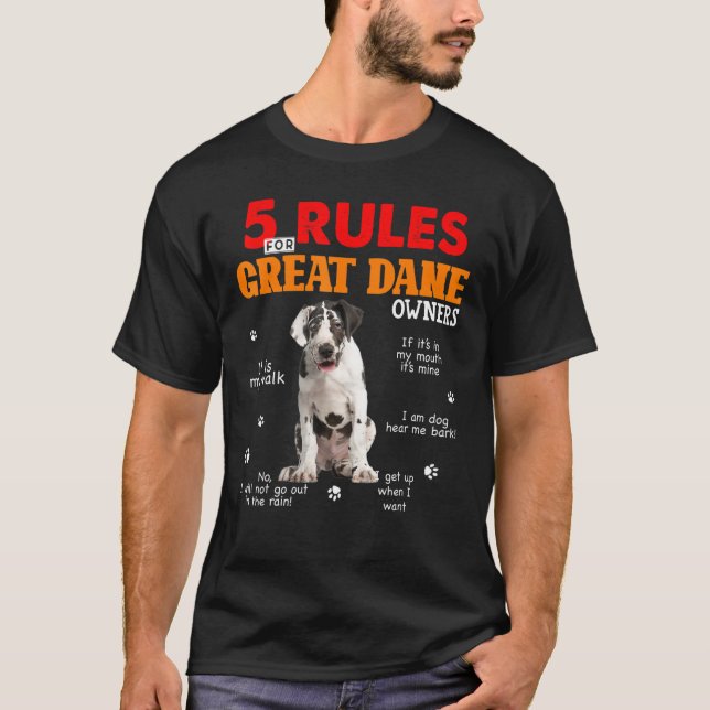 5 Regler för ägare av Great dane T Shirt (Framsida)
