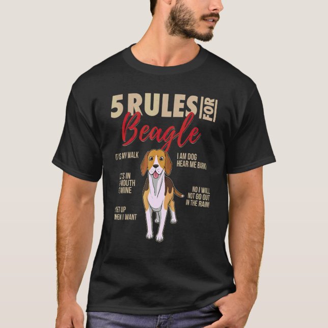 5 Regler för Beagle Hund T Shirt (Framsida)