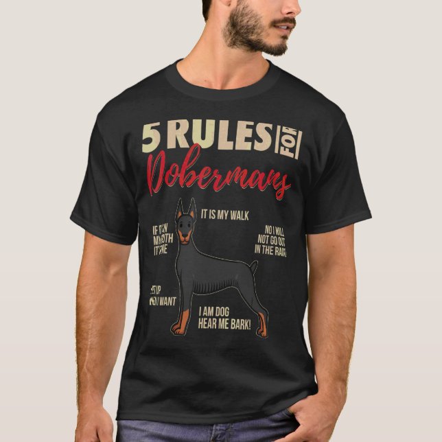 5 Regler För Dobermans  Doberman Hund T Shirt (Framsida)