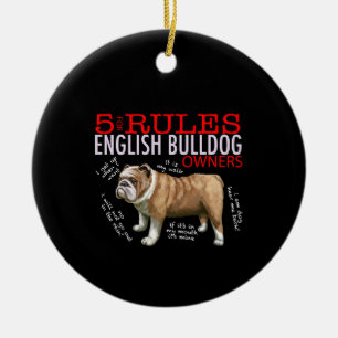 5 Regler för engelska bulldog Owners Bulldog Papp Julgransprydnad Keramik