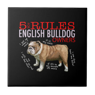 5 Regler för engelska bulldog Owners Bulldog Papp Kakelplatta