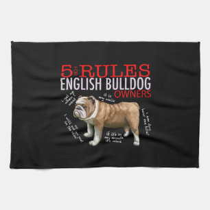 5 Regler för engelska bulldog Owners Bulldog Papp Kökshandduk