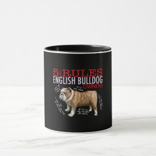 5 Regler för engelska bulldog Owners Bulldog Papp Mugg