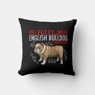 5 Regler för engelska bulldog Owners Bulldog Pappa Kudde