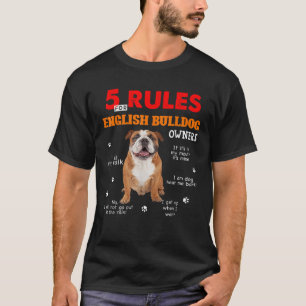5 Regler för engelska Bulldog Owners T Shirt