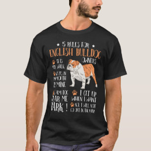 5 Regler för engelska bulldog Owners t-shirt mana