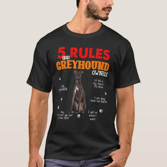 5 Regler för Greyhound Owners T Shirt (Framsida)