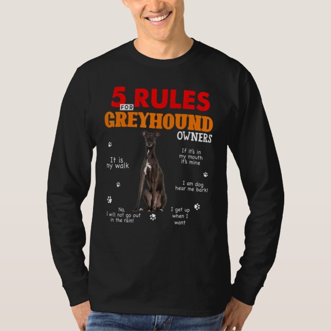 5 Regler för Greyhound Owners T Shirt (Framsida)