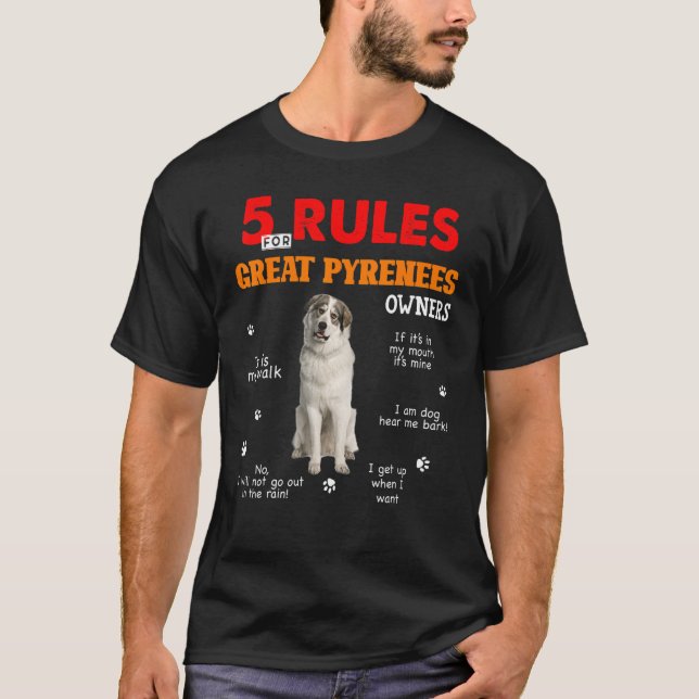 5 Regler för Underbara pyreneiska ägare T Shirt (Framsida)