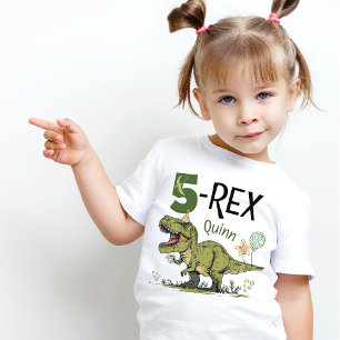5-Rex Cute Dinosaur-tema 5:e Födelsedagsfesten Nam T Shirt
