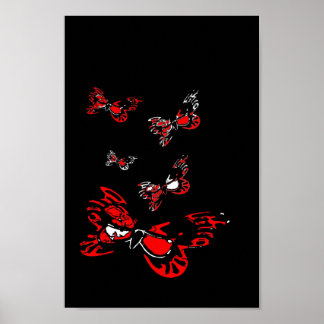 5 Röda fjärilar Poster