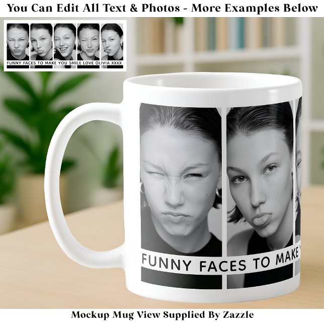 5 Roliga Ansikten Anpassade Bilder & Långt Meddela Kaffemugg (Skapare uppladdad)