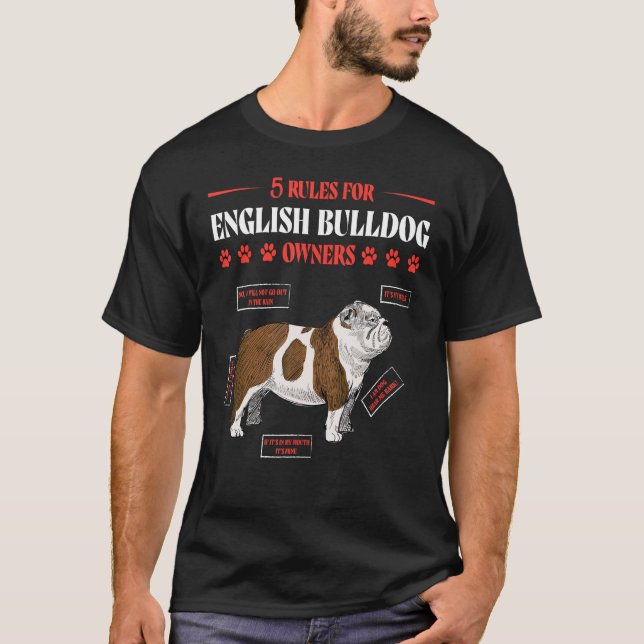 5 Rules for English Bulldog Owners Dog  Saying T Shirt (Framsida)