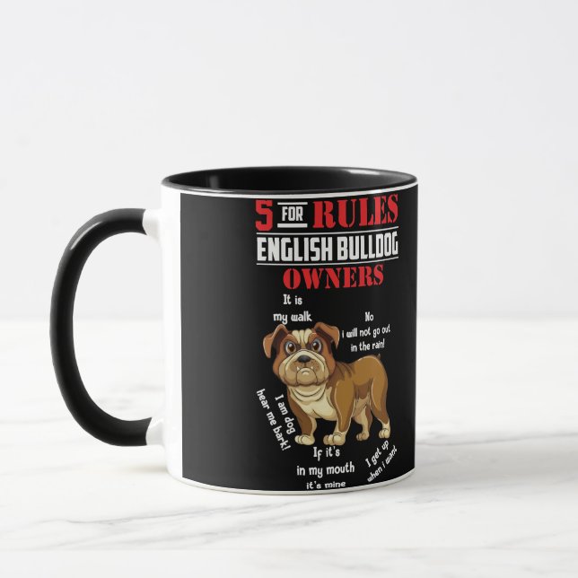 5 Rules for English bulldog Owners men women Mugg (Vänster)