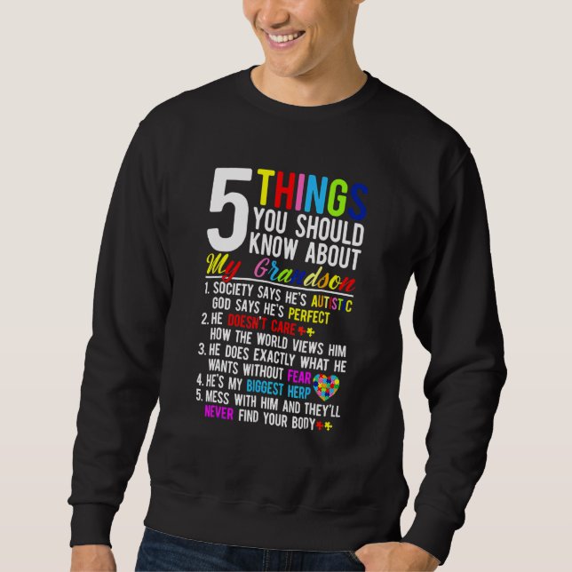 5 Sak du borde veta om min morson Autism Lång Ärmad Tröja (Framsida)