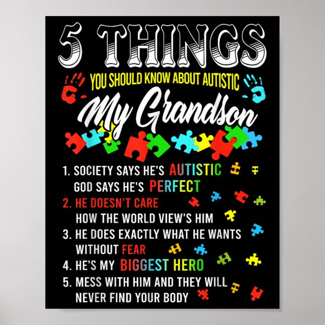 5 Sak du känner till om autism A Poster (Framsidan)
