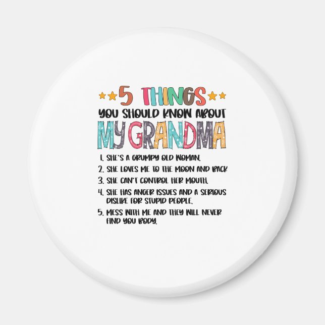 5 Sak du ska veta om min farmor Hallowee Magnet (Framsidan)