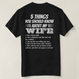 5 Sak du ska veta om min fru Anpassningsbar tillba T Shirt