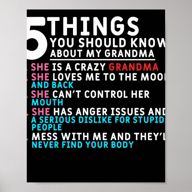 5 Sak du ska veta om min mormor Poster (Framsidan)