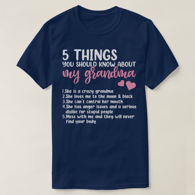 5 Sak du ska veta om min mormor Shirt, m T Shirt (Design framsida)