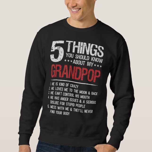 5 Sak du ska veta om Min morpop Far" Lång Ärmad Tröja (Framsida)
