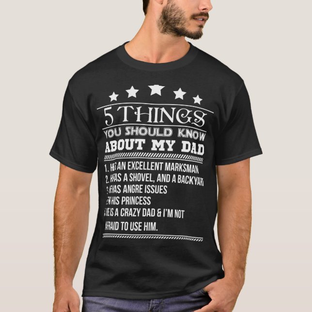 5 Sak du ska veta om min Pappa Tshirt T Shirt (Framsida)