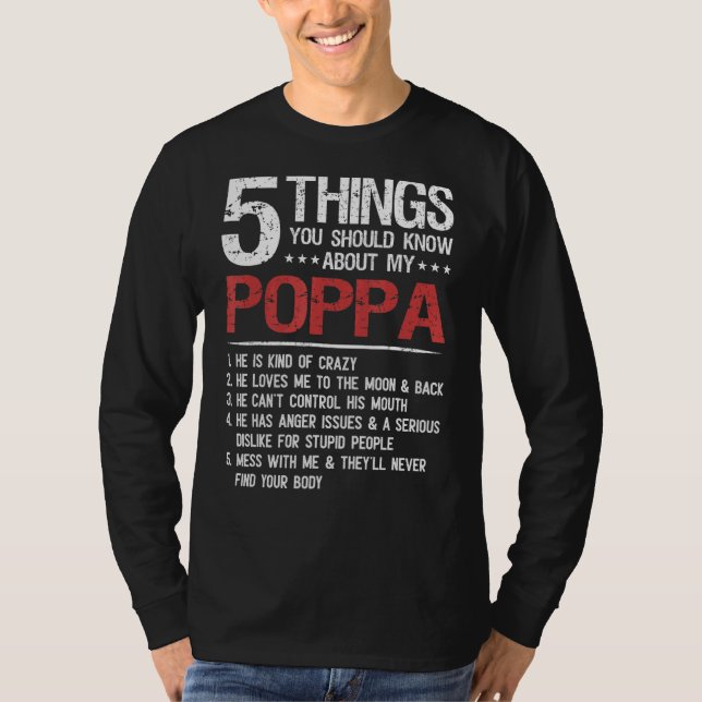 5 Sak du ska veta om min Poppa Far D T Shirt (Framsida)