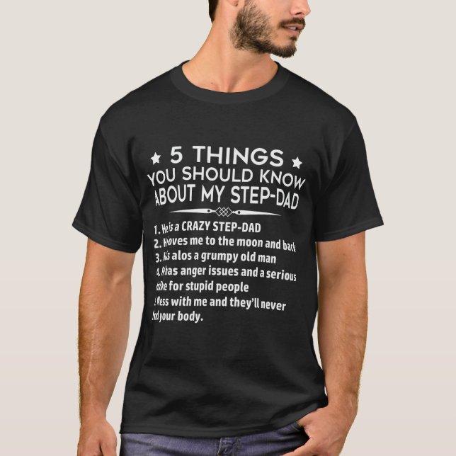 5 Sak du vet om Mitt stegPappa Fars dag T Shirt (Framsida)