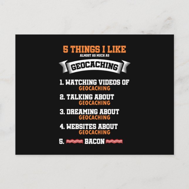 5 Sak I gillar Geocaching Pastime GPS Navigation Vykort (Framsida)