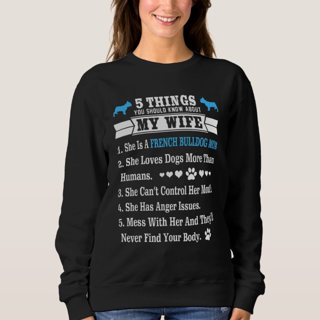 5 Sak Om Min fru Fransk Bulldog T Shirt (Framsida)