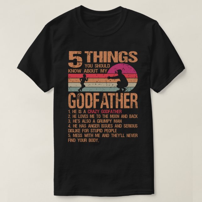 5 Sak ska du veta om min gudfader Far T Shirt (Design framsida)