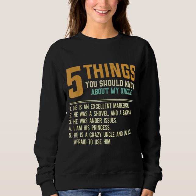5 Sak ska veta om min morbror Niece T Shirt (Framsida)