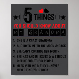 5 saker du bör veta om min mormor Rolig Fa Poster