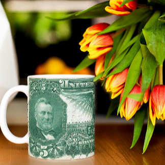 $5 Silver Certificate Mugg – 1896 Grön Sedel – Han Jumbo Mugg