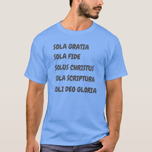 5 SOLA T-shirt för kristna reformerta män (Framsida)