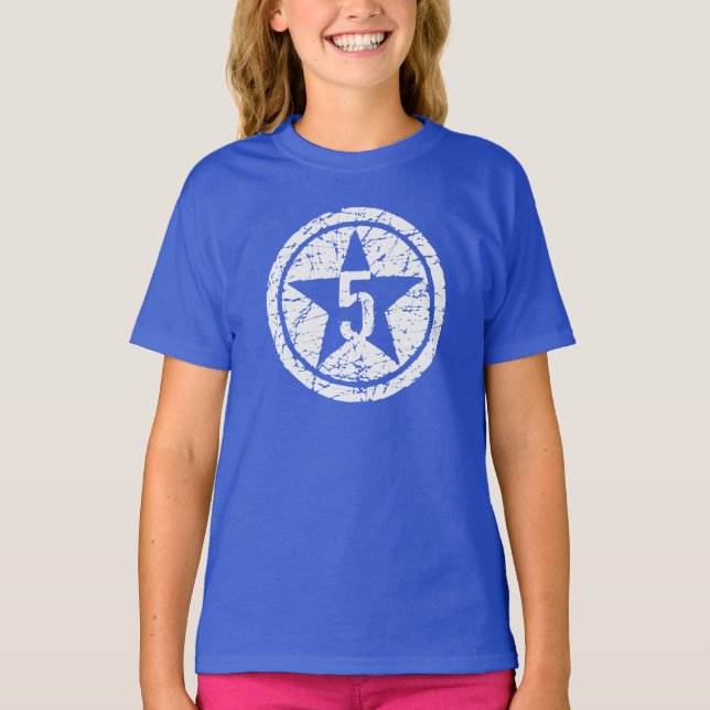 5 STAR-krackad BIRTHDAY TE Tee Shirt (Framsida)