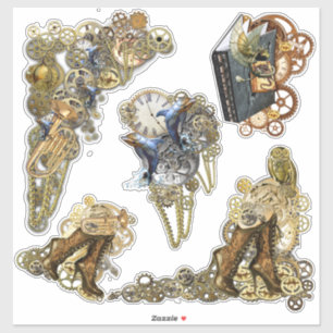 5 Steampunk skulptur Klistermärken