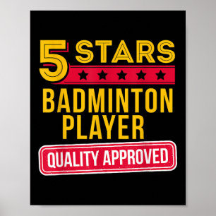 5 Stjärnor Badminton Spelare - Roligt Racquet Spor Poster