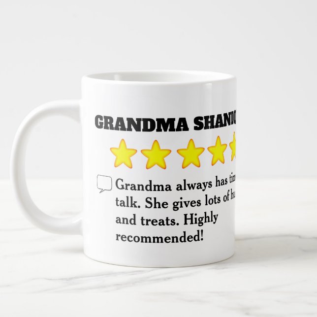 5 stjärnor Grandma Review med Photo Jumbo Mugg (Vänster)