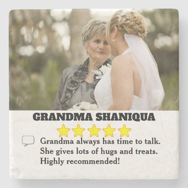 5 stjärnor Grandma Review med Photo Stenunderlägg (Framsidan)