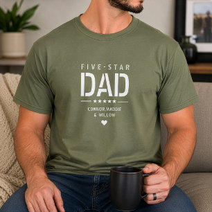 5 STJÄRNOR PÅ PAPPAMODERN Snygg Anpassad Text Fars T Shirt