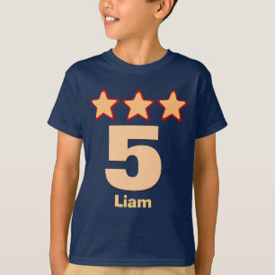 5 stora födelsedagpojkestjärnor numrerar t-shirt