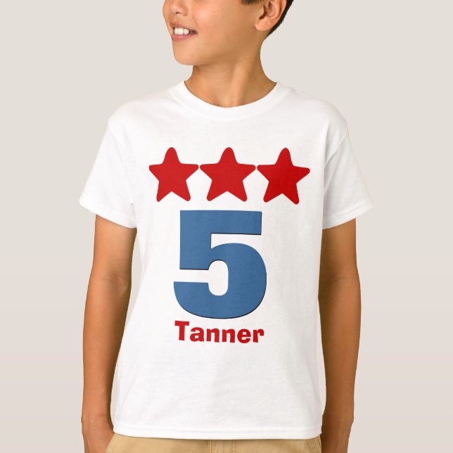 5 stora födelsedagpojkestjärnor numrerar t shirt (Framsida)