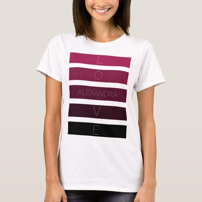 5 Svart Lila Gradient Rand Namn Anpassad T Shirt (Framsida)