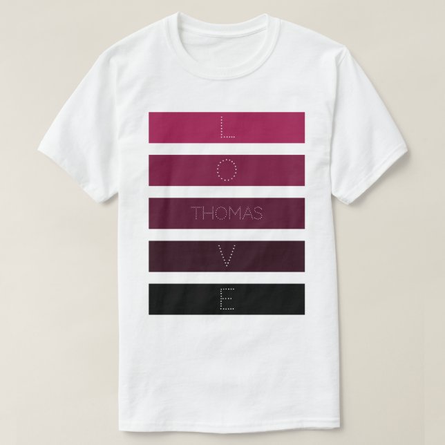 5 Svart Lila Gradient Rand Namn Personlig T Shirt (Design framsida)