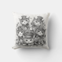 5 Svarta och vita kattungar nyckfulla söta Kudde