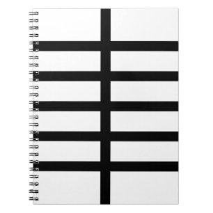 5 Svartvit Linjer med 5 Bisected Anteckningsbok Med Spiral