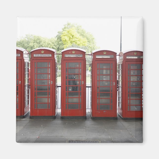 5 telefonboxar i London Magnet (Framsidan)